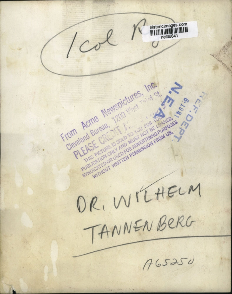 1941 Press Photo Dr Wilhelm Tannenberg - nef36841