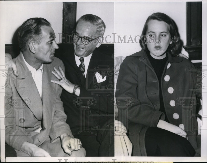 Load image into Gallery viewer, 1955 Press Photo Dr Hobart H Todd Comforted by His Father Hobart Sr at Inquest
