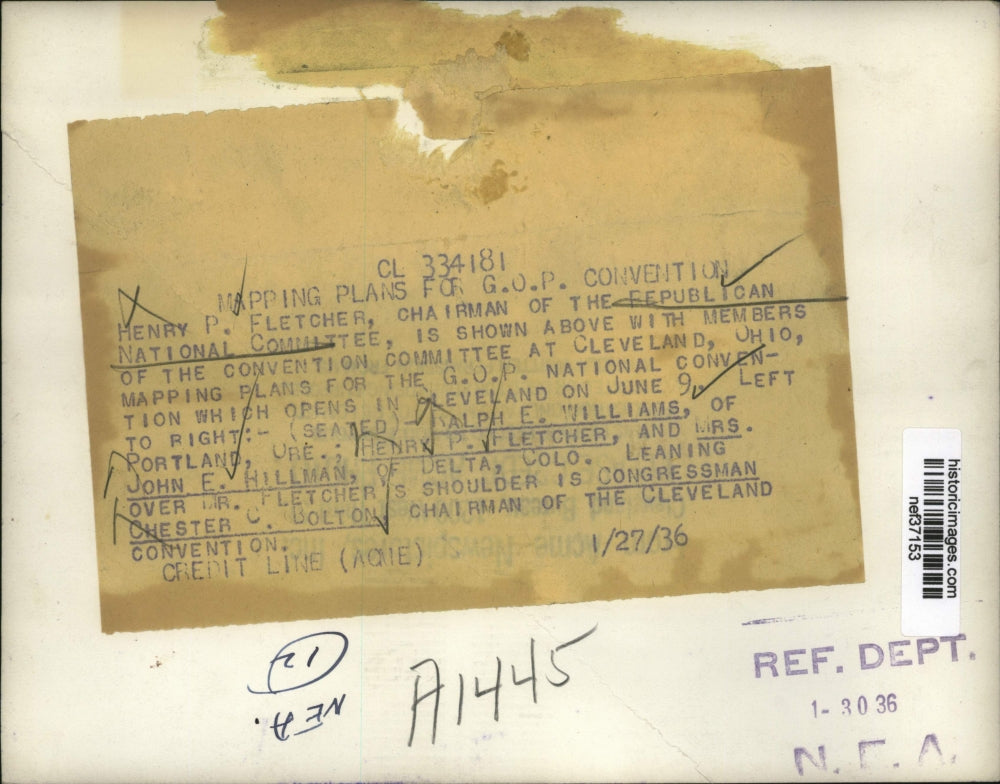 1936 Press Photo Republican National Committee Leaders Planning Convention