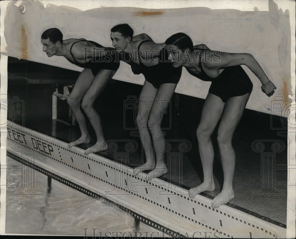 1932 Press Photo Height High Swimmers - Historic Images