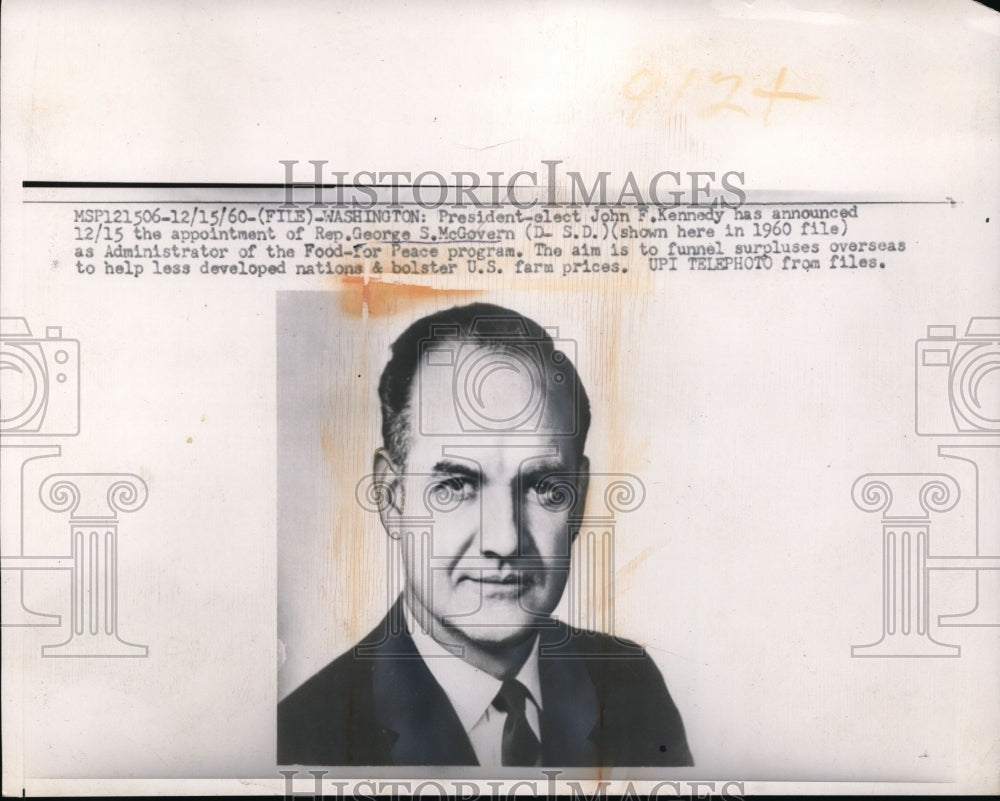 1960 Press Photo Congressman George S. McGovern - nef37183