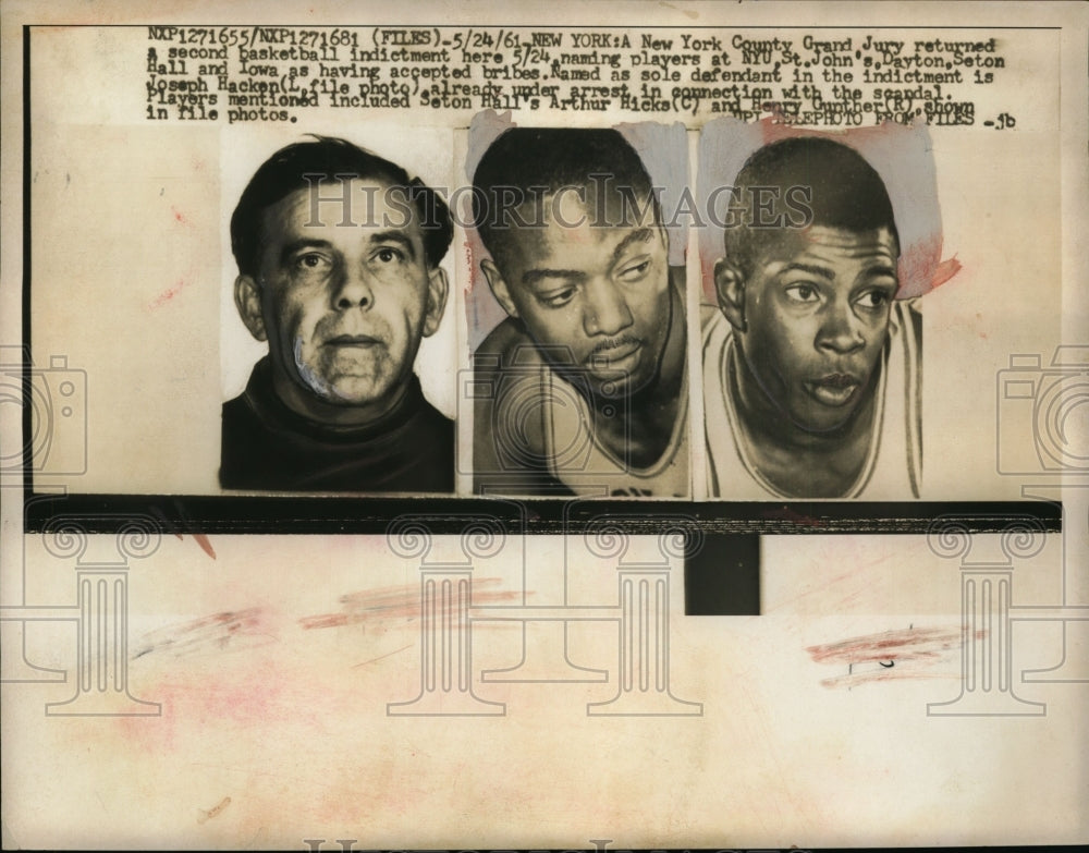 1961 Press Photo NYU Basketball Players Indicted for Bribery - nef37214