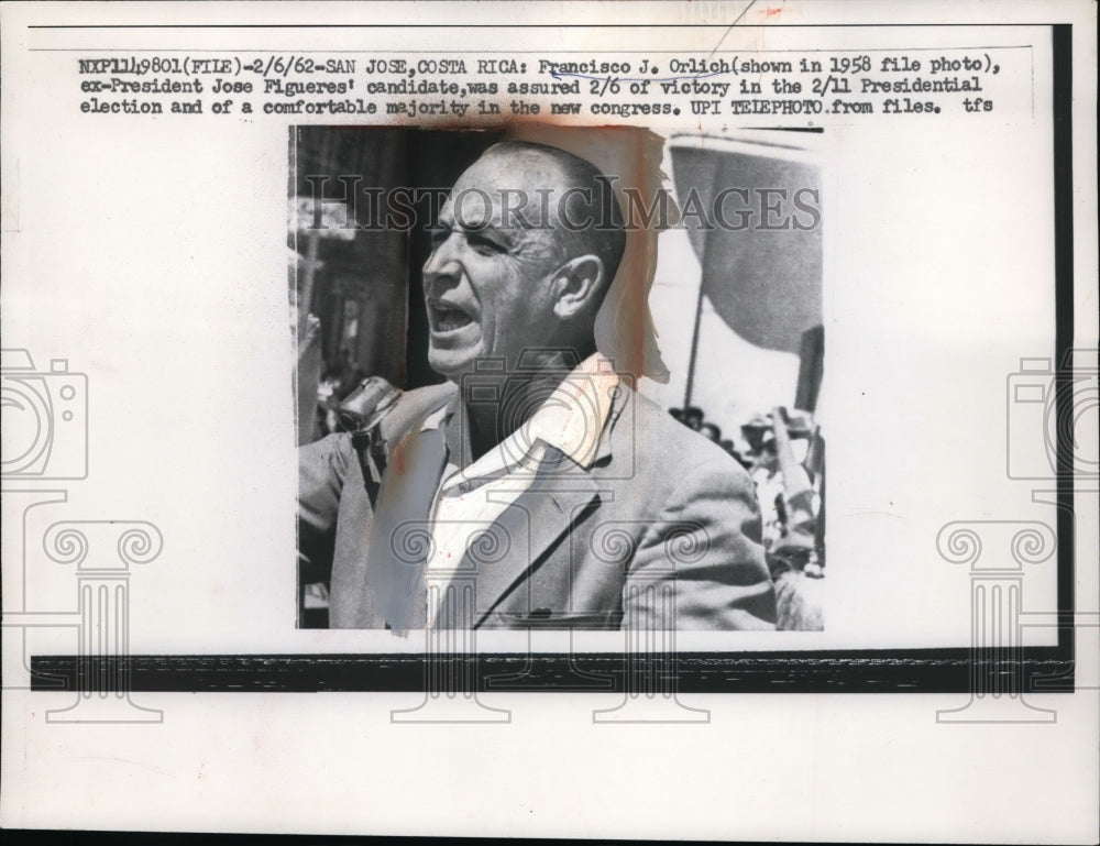 1958 Press Photo Francisco J. Orlich - nef37220