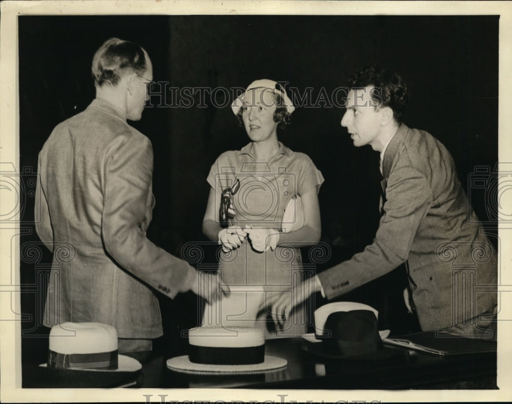 1936 Press Photo Divorcee Dorothy Clark & Attorneys in Court, Miami - nef37281