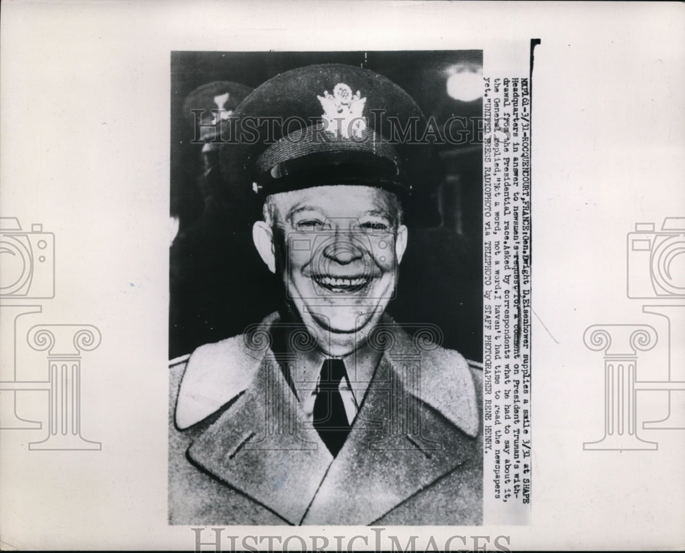 1952 Press Photo Dwight D. Eisenhower at SHAPE Headquarters, France - nef37304