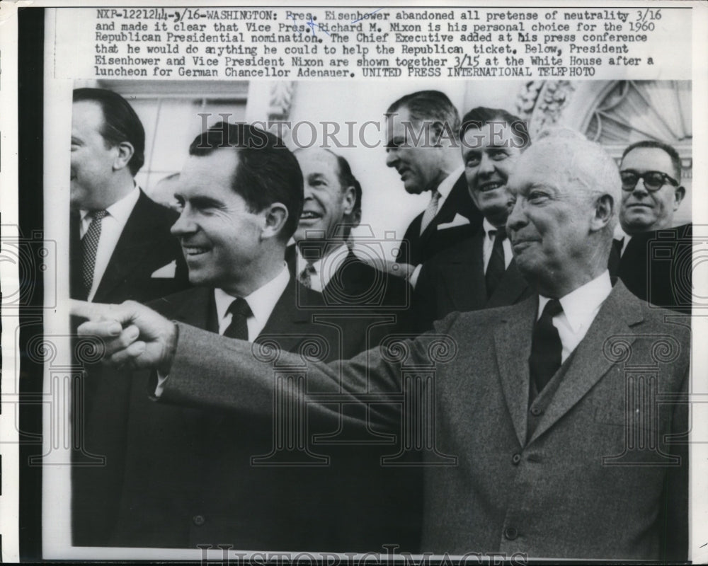1960 Press Photo Richard Nixon, Dwight Eisenhower at White House - nef37324