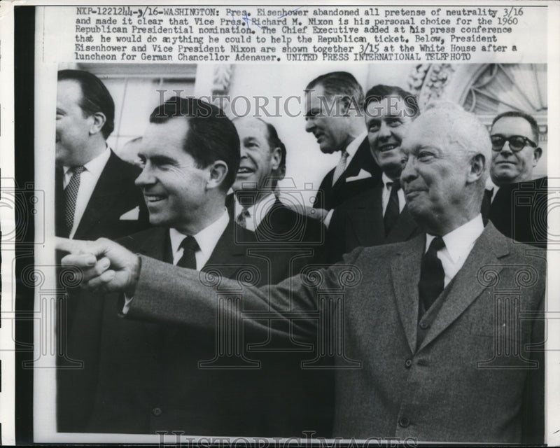 Load image into Gallery viewer, 1960 Press Photo Richard Nixon, Dwight Eisenhower at White House - nef37324
