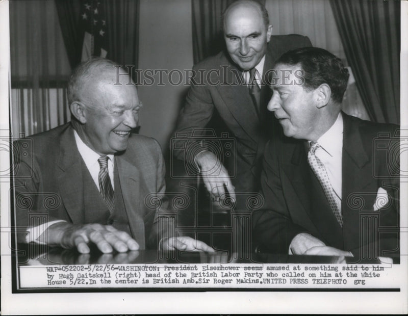 Load image into Gallery viewer, 1956 Press Photo Pres.Dwight Eisenhower with British Labor Party heads
