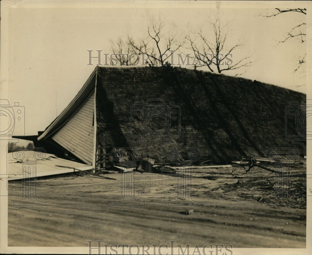 1932 Press Photo Macedonia Church in Bibb County Collapses After Easter Services