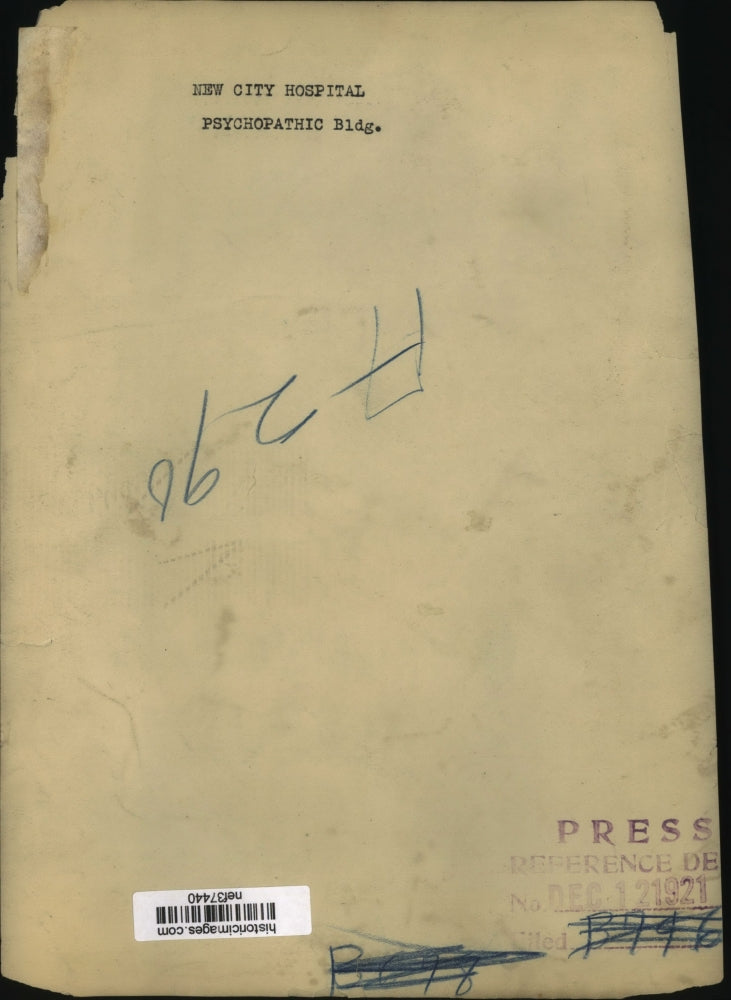 1921 Press Photo New City Hospital Psychopathic Building - nef37440