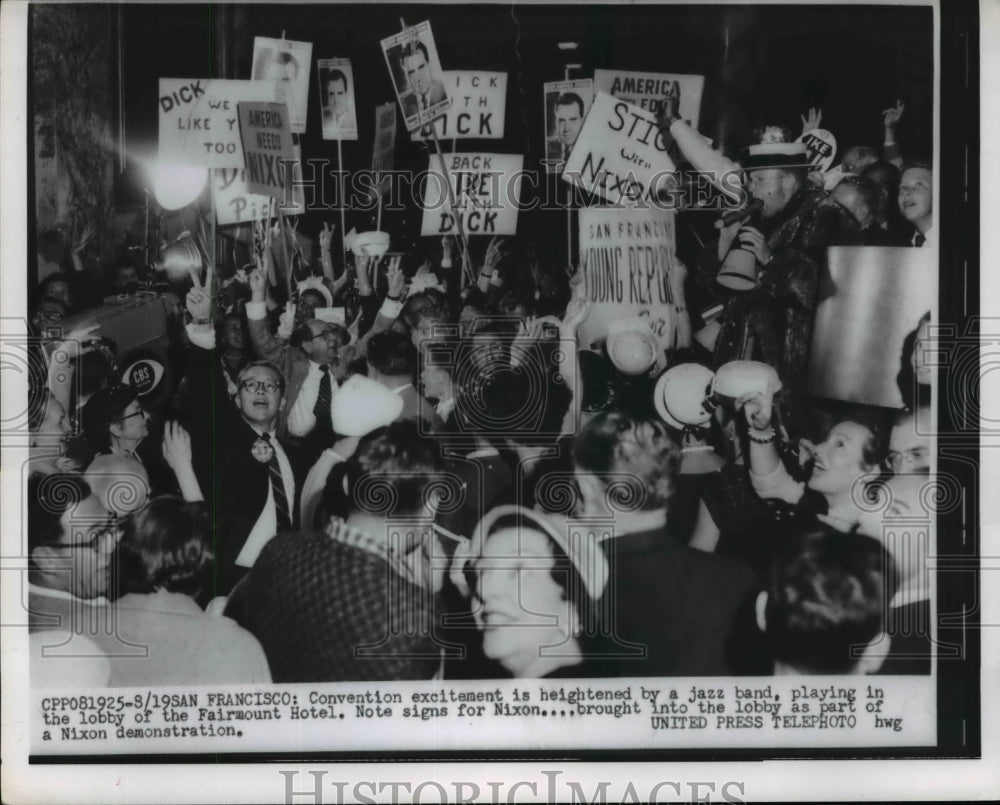 1956 Press Photo National Convention Attendees Dancing to Jazz Band Supporting
