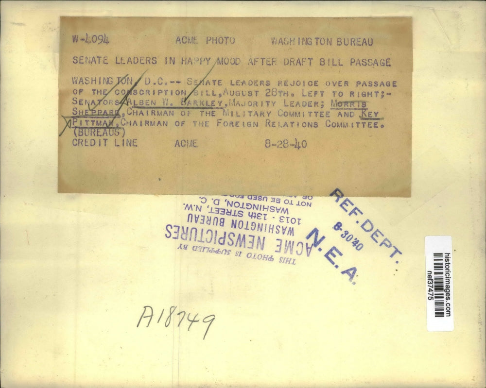 1940 Press Photo Senate Leaders Rejoice Over Passage of Conscription Bill