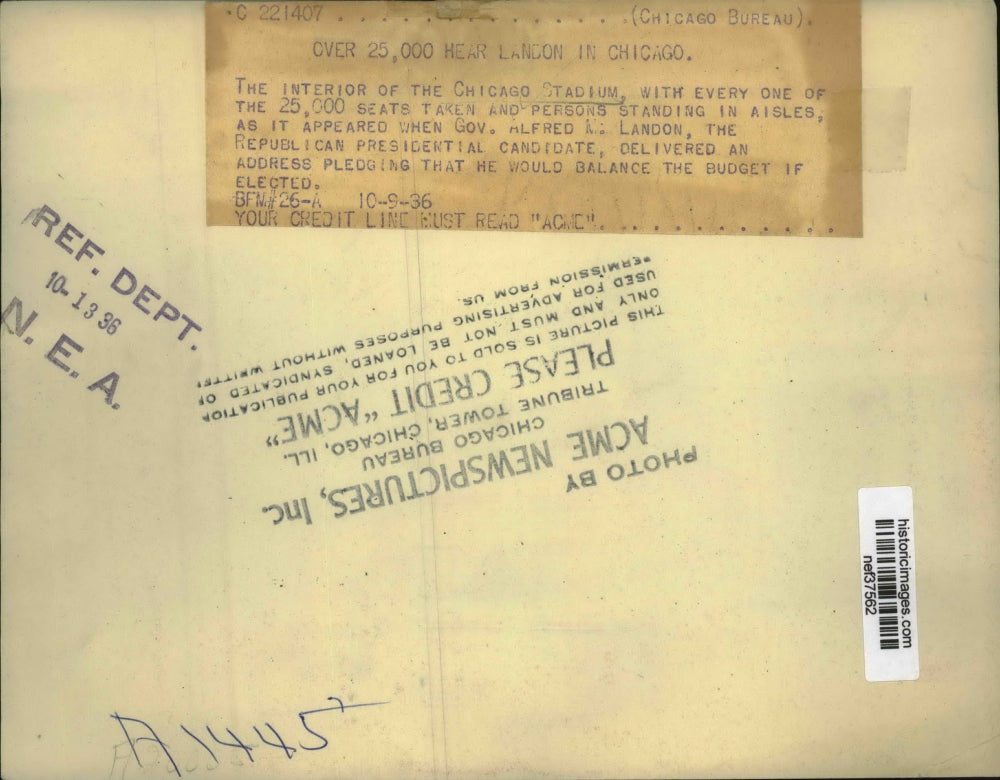 1936 Press Photo Chicago Stadium during Republican Candidates speeches