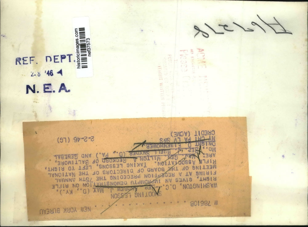 1946 Press Photo Andrew J May Gives Impromptu Demonstrating Rifle Firing