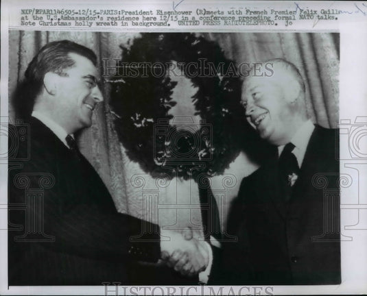1957 Press Photo Dwight Eisenhower at Home of Felix Gaillard, Paris, France