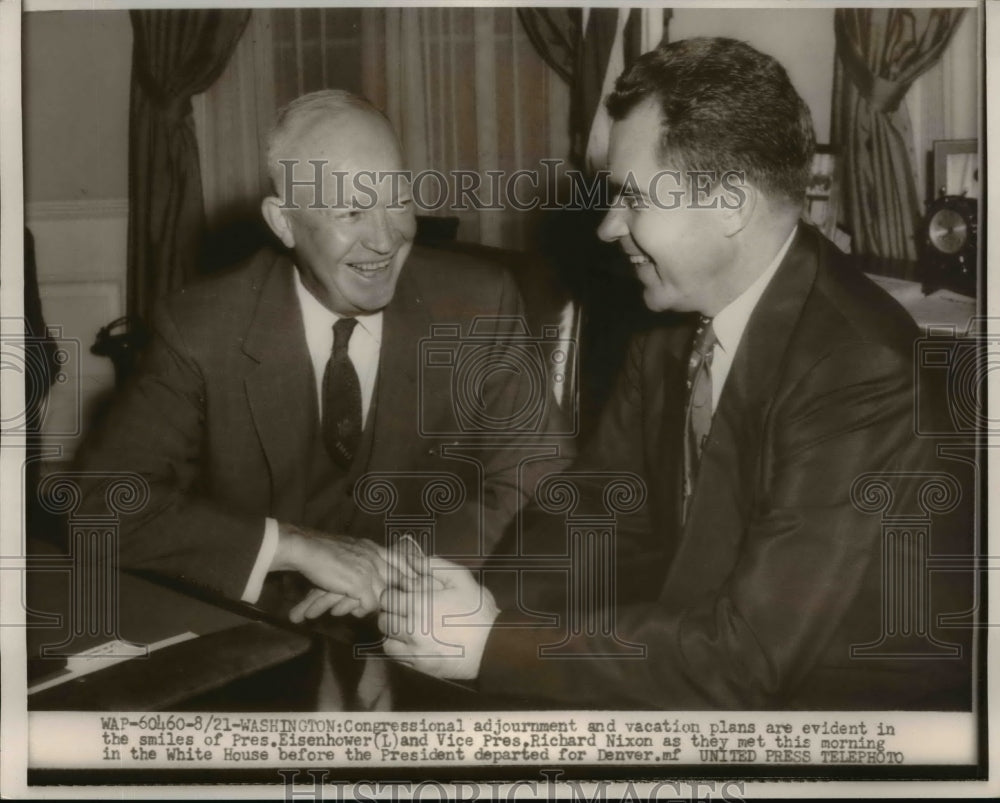 1954 Press Photo Dwight Eisenhower, Richard Nixon at White House - nef37608