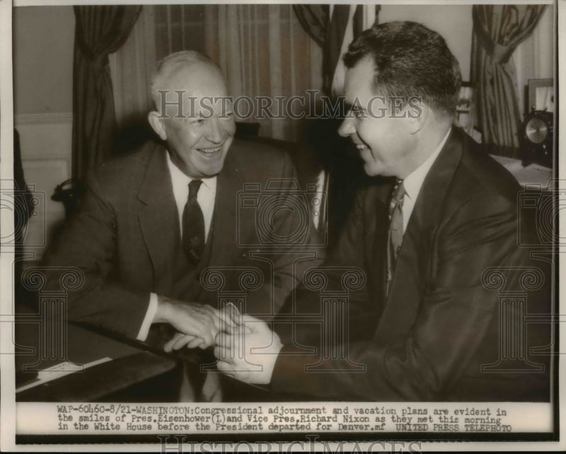 Load image into Gallery viewer, 1954 Press Photo Dwight Eisenhower, Richard Nixon at White House - nef37608
