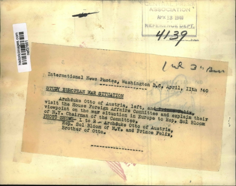 1940 Press Photo Archduke Otto Visits House of Foreign Affairs Committee