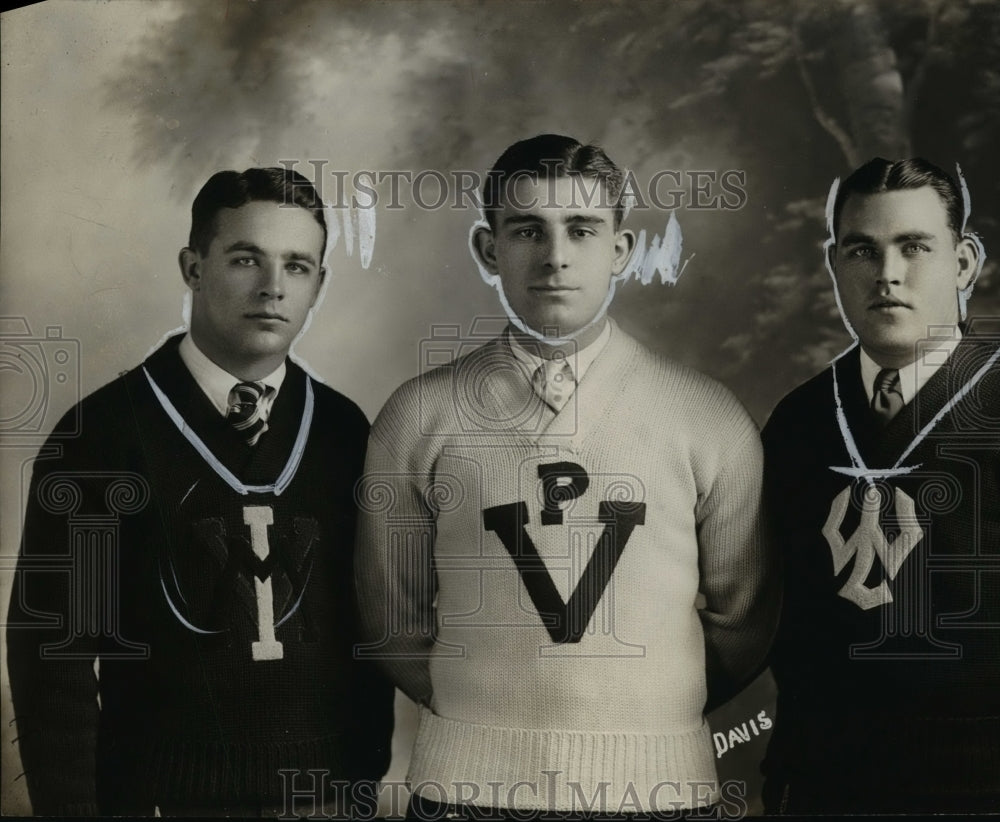 1928 Press Photo Albert Barnes, Albert Bailey, Earl Fitzpatrick School Sweaters