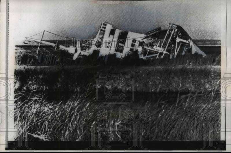Load image into Gallery viewer, 1967 Press Photo Ship Lies On Side in Suez Canal UAR Blocking Vital Waterway

