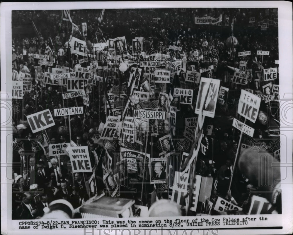 1956 Press Photo Republican National Convention Dwight Eisenhower Supporters