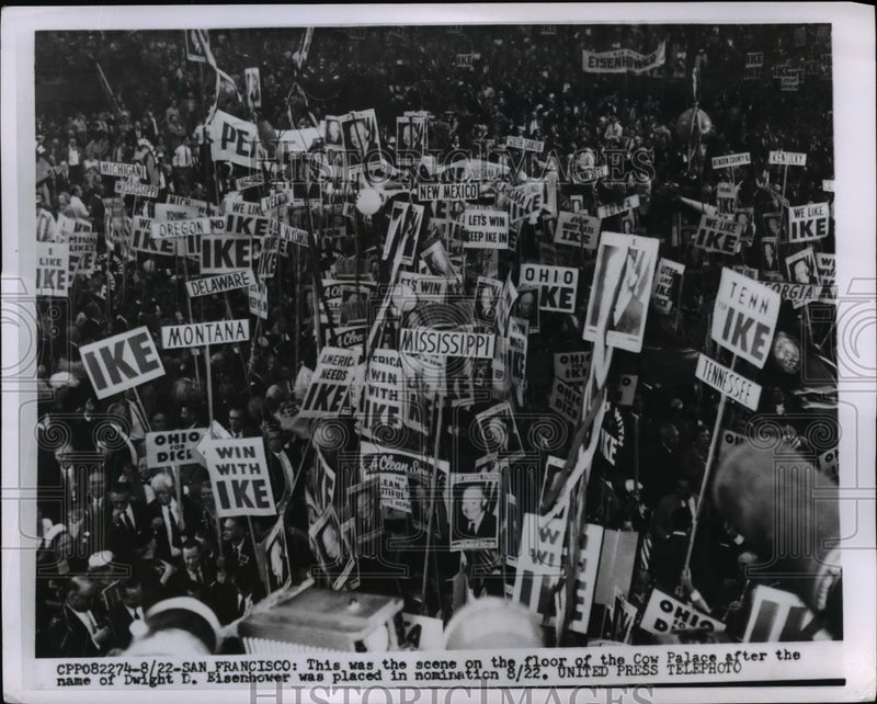 Load image into Gallery viewer, 1956 Press Photo Republican National Convention Dwight Eisenhower Supporters
