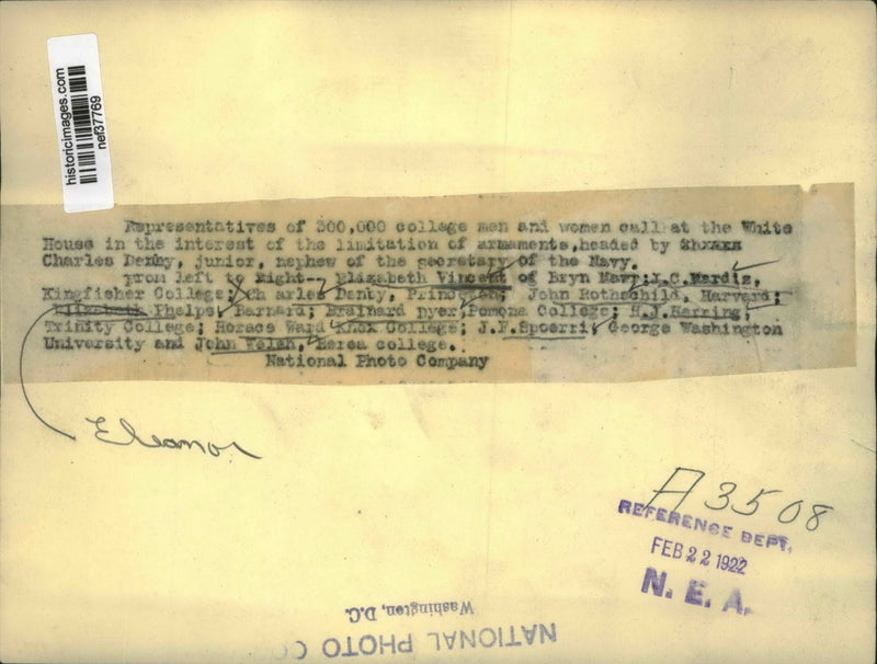 Load image into Gallery viewer, 1922 Press Photo Reps of 300,000 College Students Lobby Limits on Armaments
