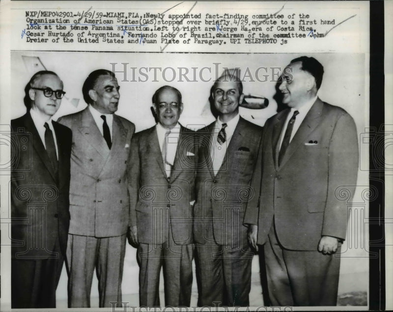 Load image into Gallery viewer, 1959 Press Photo Organization of American States Fact Finding Committee Members
