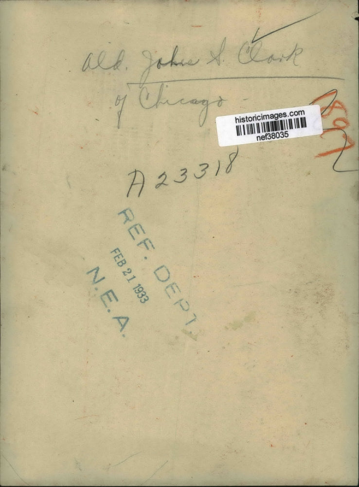 1933 Press Photo Alderman James S. Clark Chicago - nef38035