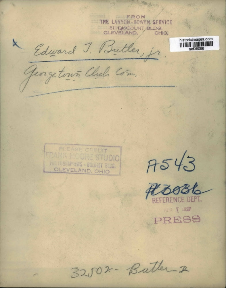 1927 Press Photo Edward J. Butler, Jr. Georgetown Clerk of Coin - nef38096