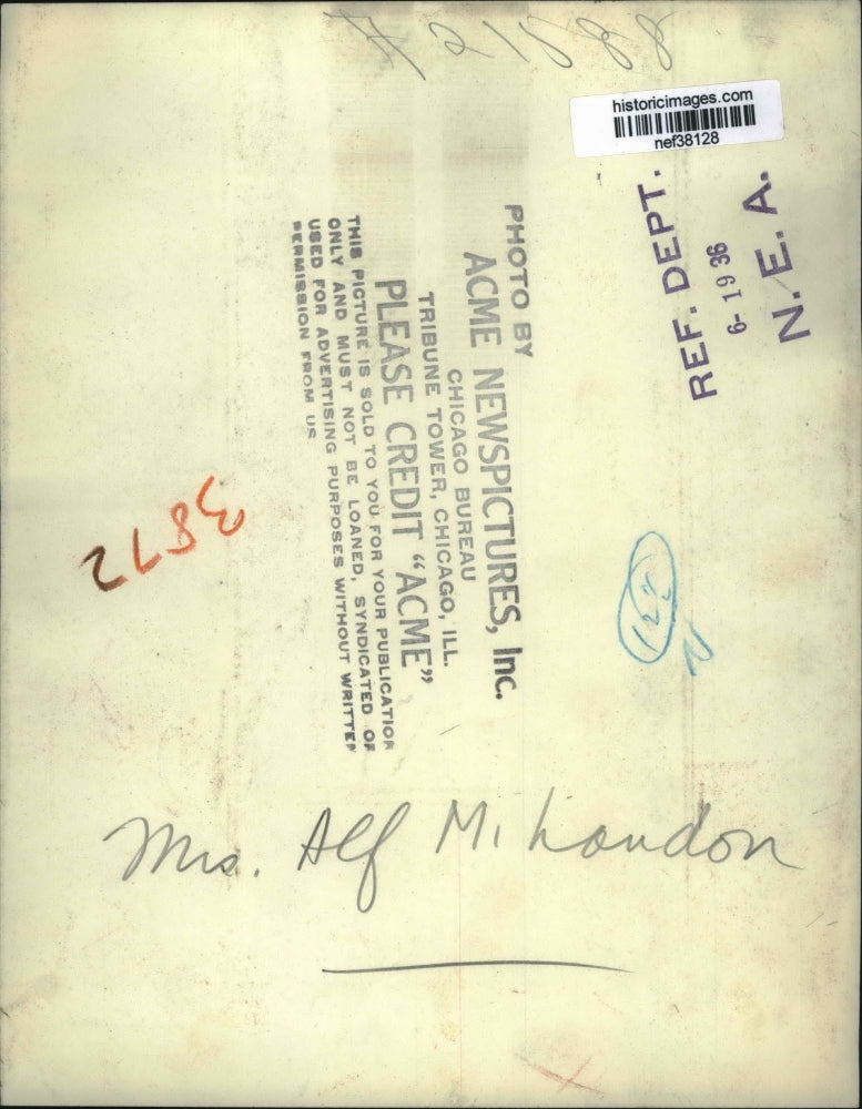 1936 Press Photo Mrs Alf M Landon - nef38128