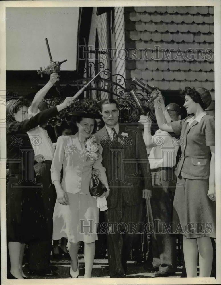 1943 Press Photo Sophie Jablanska, Stephen Sokol Married in Brooklyn, New York