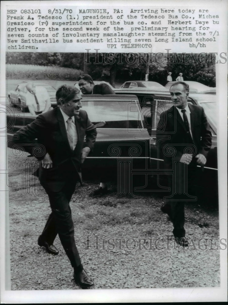 Load image into Gallery viewer, 1970 Press Photo Frank A. Tedesco, Michael Grazioso, Herbert Daye Stand Trial
