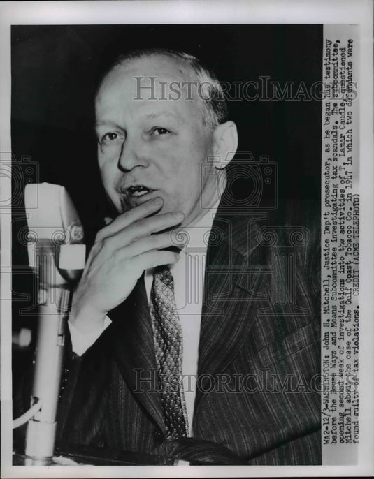 1951 Press Photo John H. Mitchell Testifies on T. Lamar Caudle About Tax Fraud