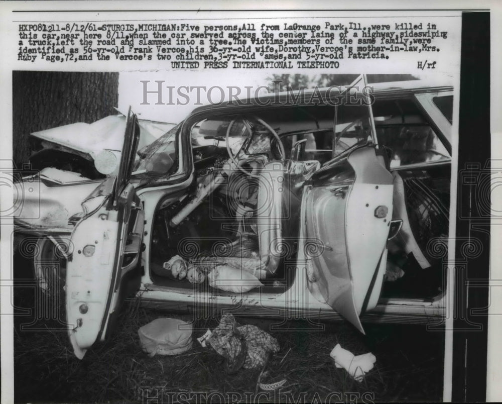 1961 Press Photo Five Family Members Killed in Car-Truck Collision in Sturgis MI