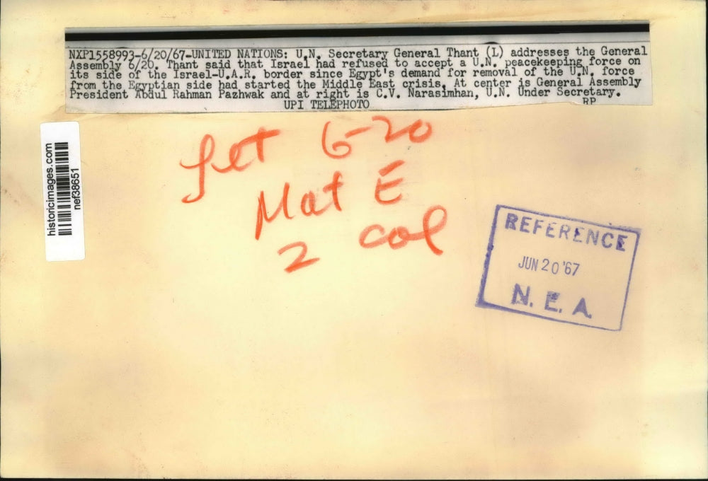 1967 Press Photo Un Secretary General Thant Addresses General Assembly