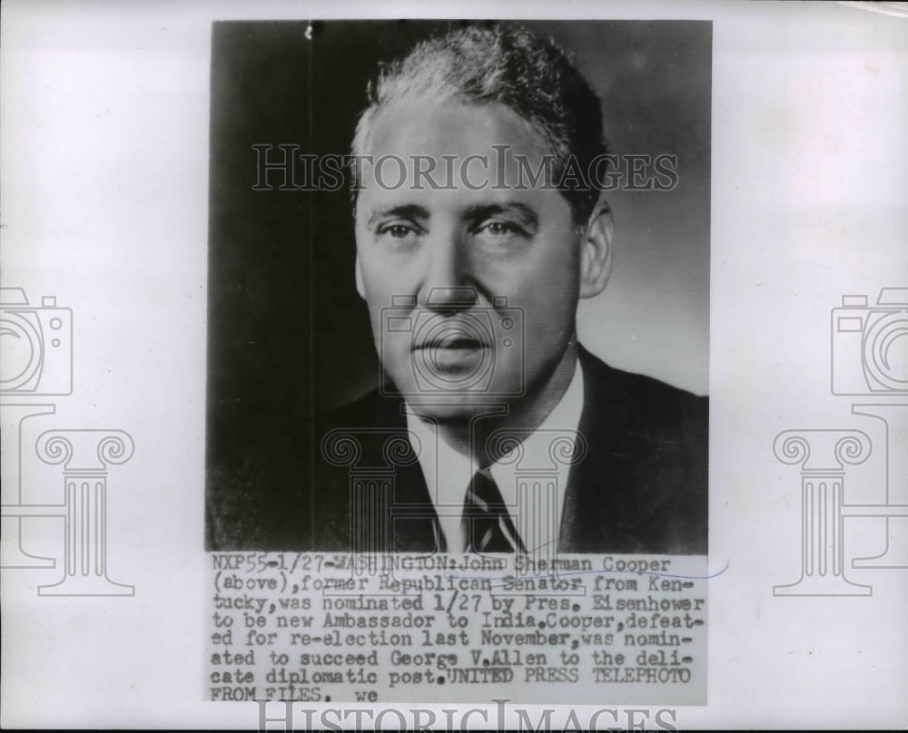 1955 Press Photo John Sherman Cooper Unitied States Ambassador to Indian