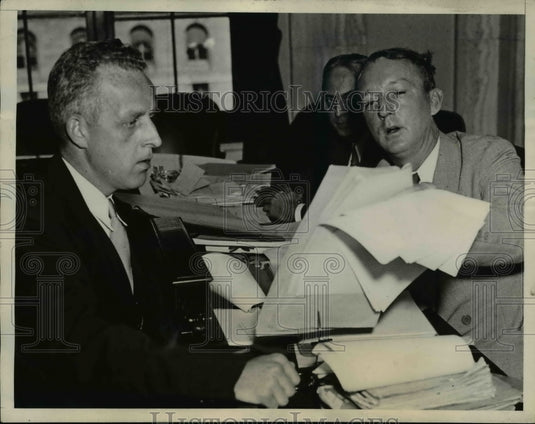 1933 Press Photo E.V. Nevins and Sen.Hugo L.Black at Ocean Mail Contract Hearing