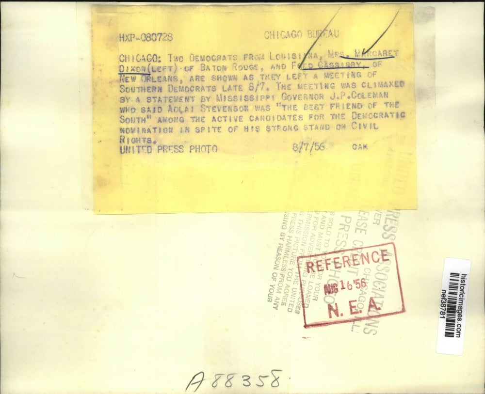 1956 Press Photo Mrs Margaret Dixon & Fred Cassidy Democrats Louisiana