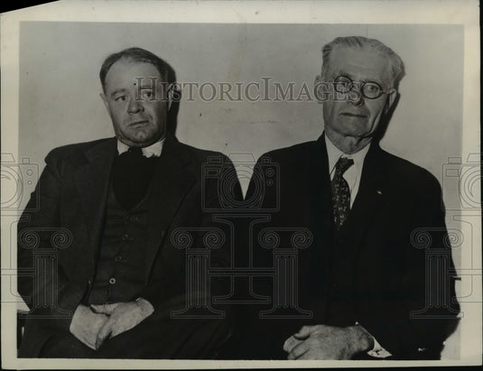 1931 Press Photo Men Charged with Having Printed & Forged Check on Refining Co