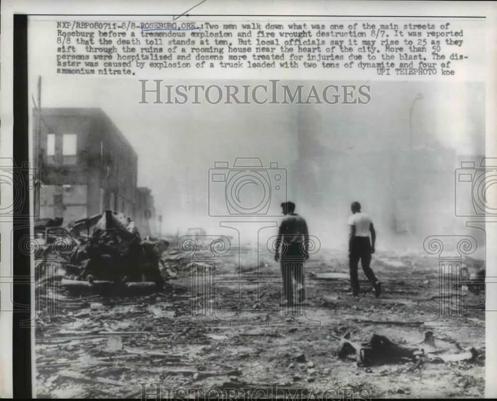 Press Photo Roseburg, Oregon After Explosion & Fire - nef38846