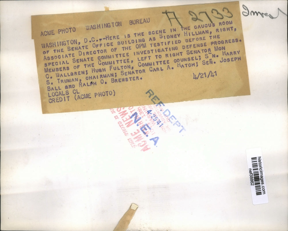 1941 Press Photo Defense Progress Investigation at U.S. Senate Caucus Room