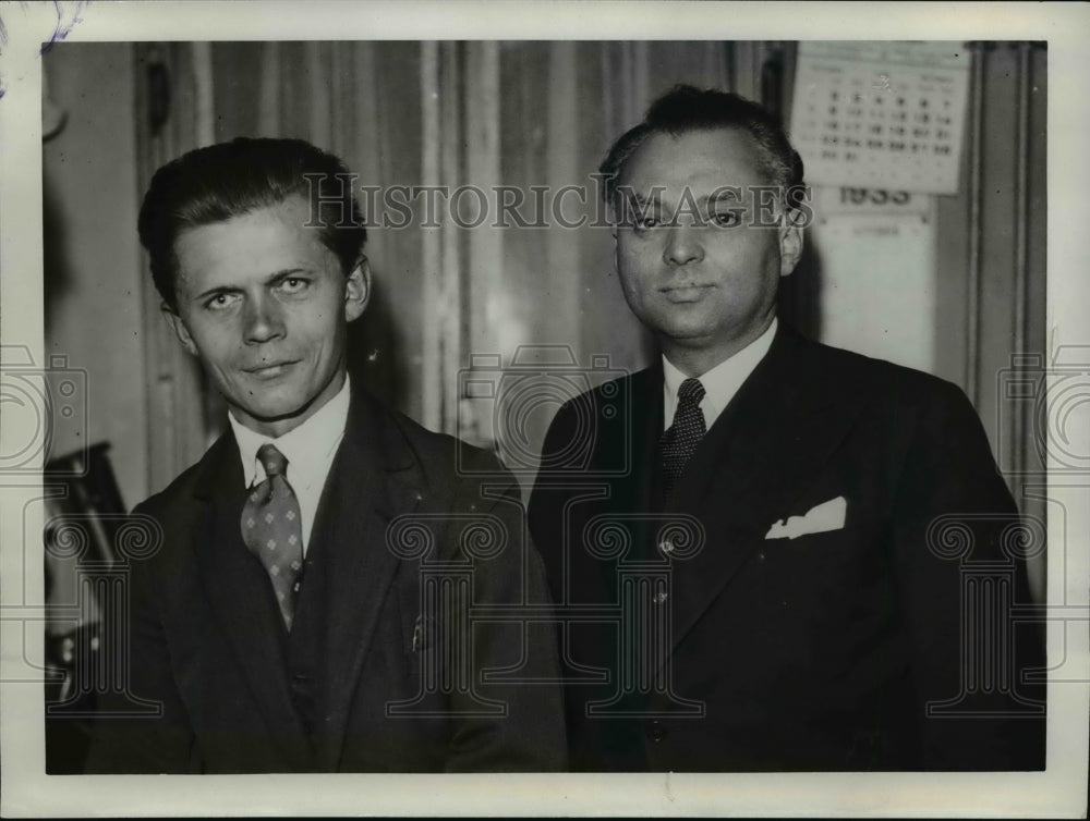 1933 Press Photo Herbert Wendel, Dr. Hugo Karvaly of France - nef38863