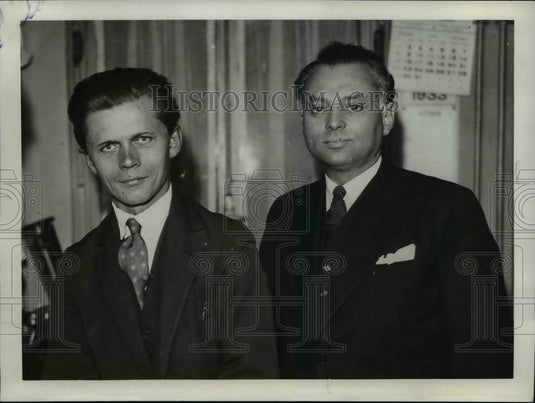 1933 Press Photo Herbert Wendel, Dr. Hugo Karvaly of France - nef38863