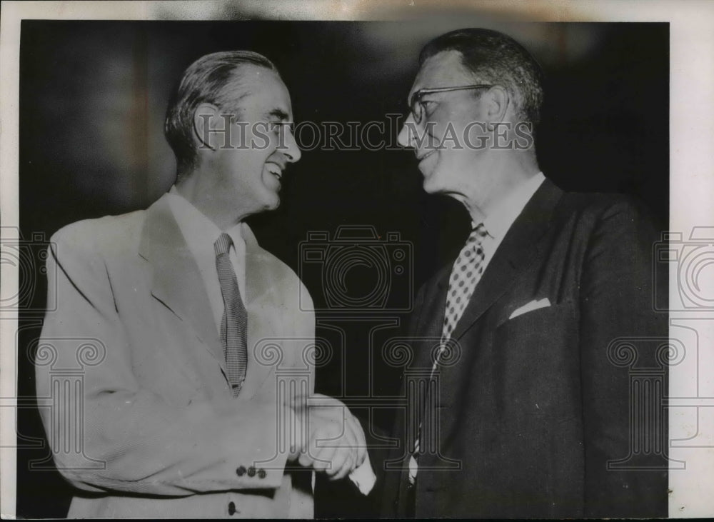 1952 Press Photo W. Averell Harriman, Estes Kefauver in Washington, D.C.