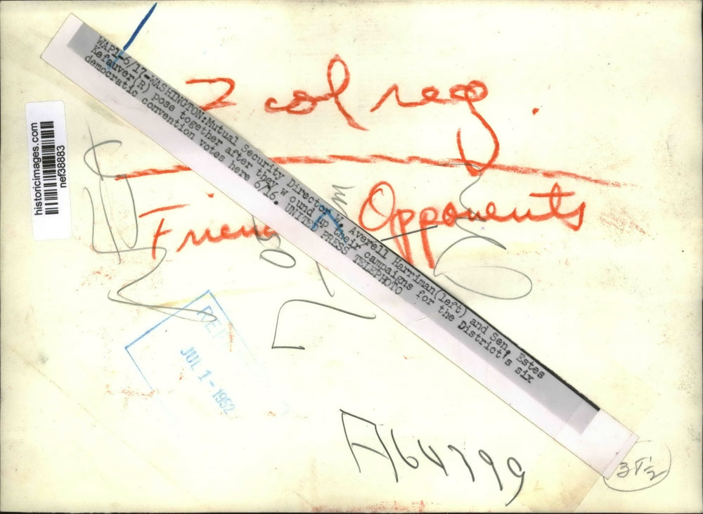 1952 Press Photo W. Averell Harriman, Estes Kefauver in Washington, D.C.