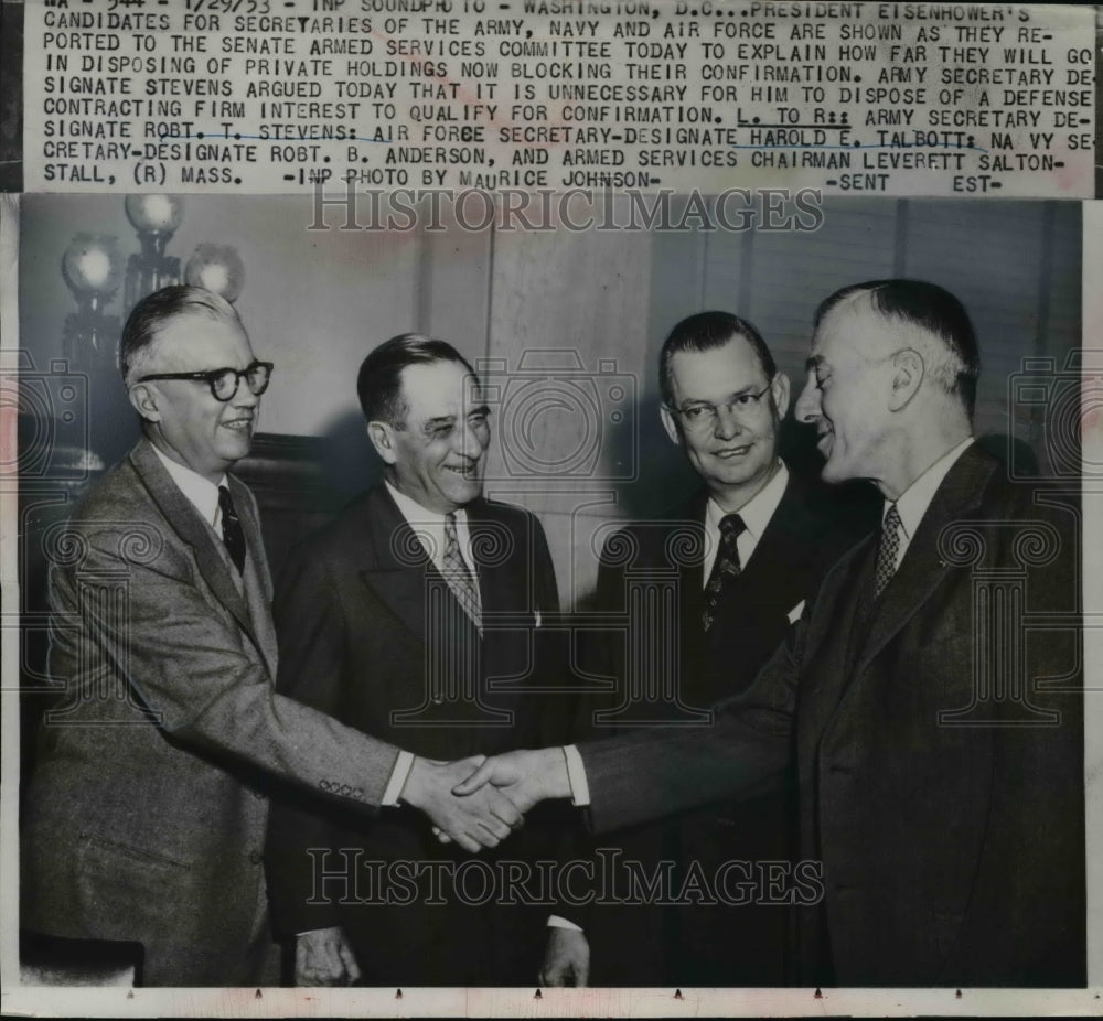 1953 Press Photo Military Secretarial Candidates @ Senate Armed Services Hearing
