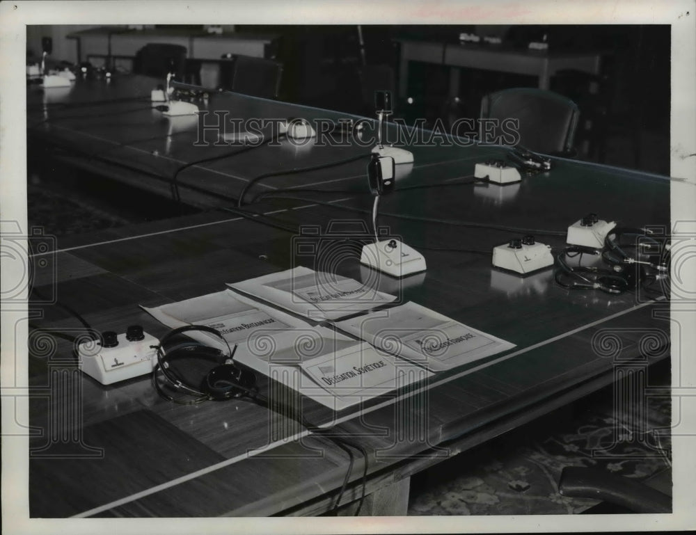 1954 Press Photo Big Four Conference Table in West Berlin, Germany - nef38962