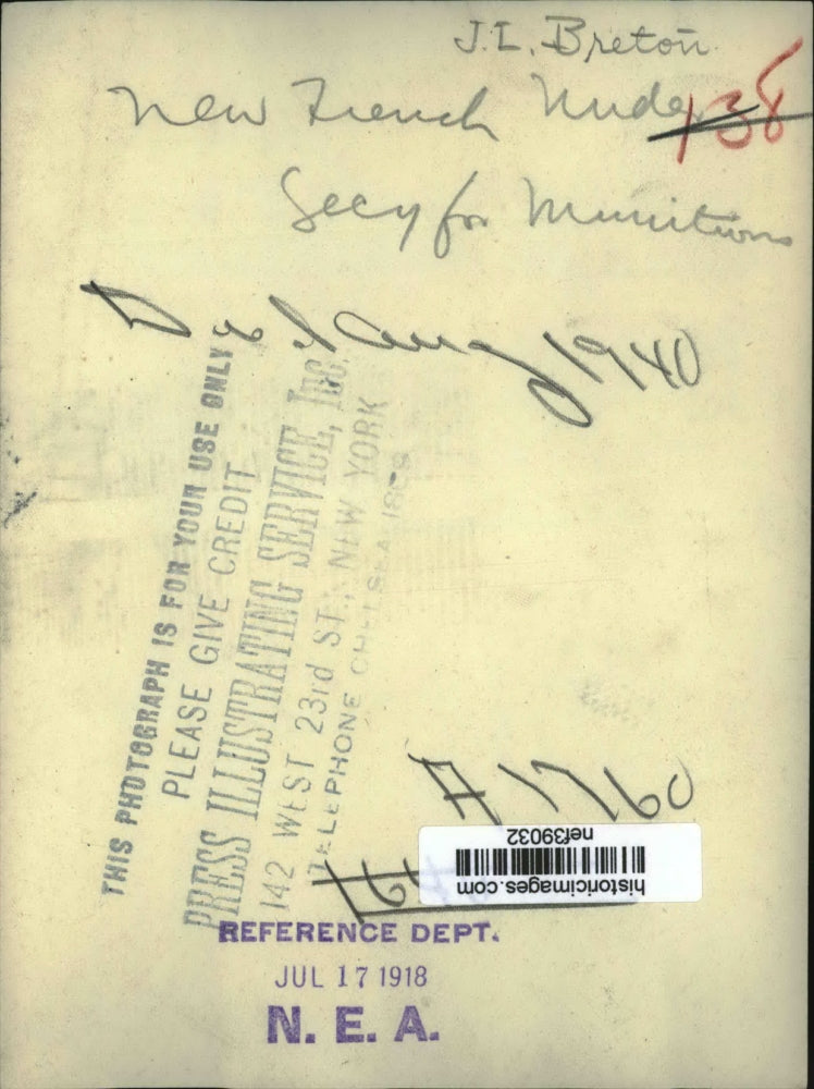 1918 Press Photo J.L. Breton in His Office - nef39032