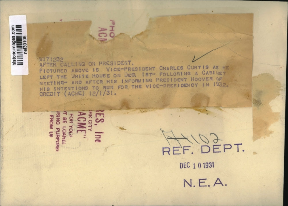 1931 Press Photo Charles Curtis Leaving White House - nef39106